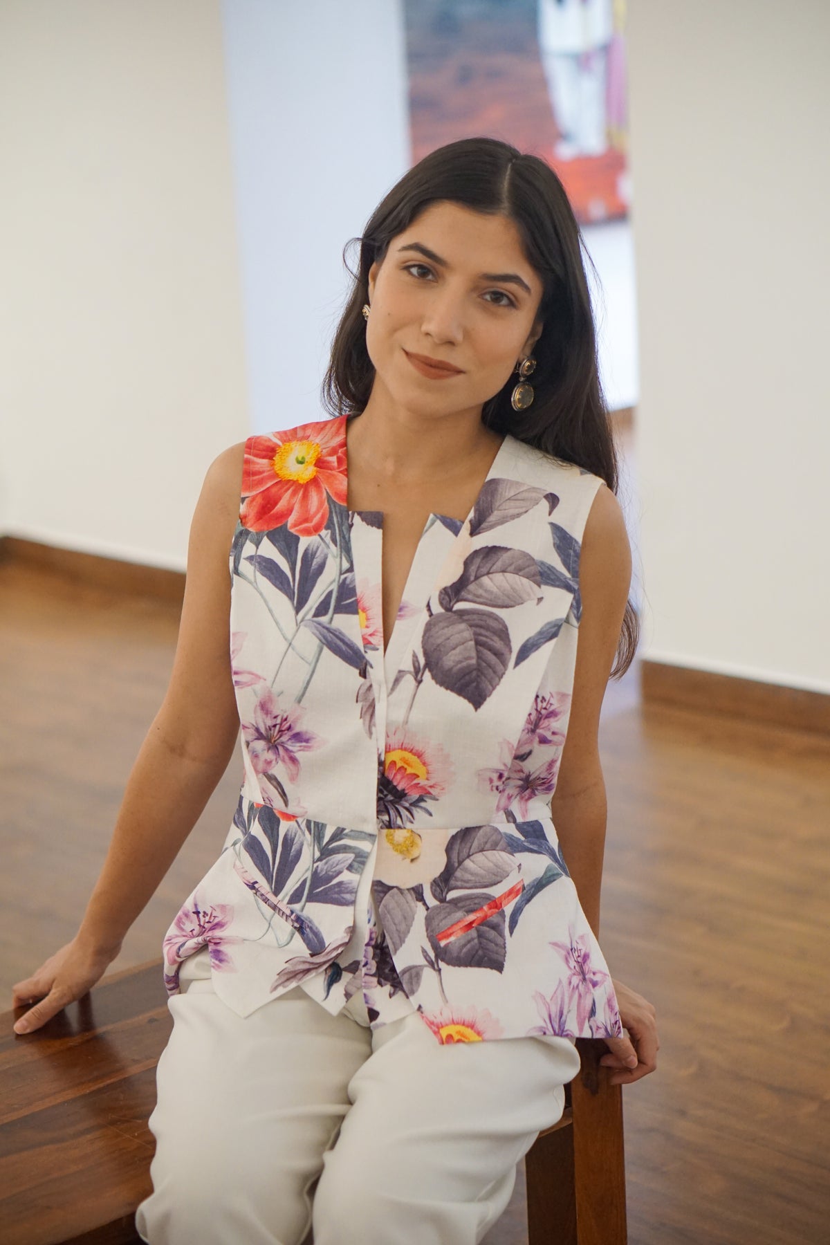 Notched Floral Waistcoat