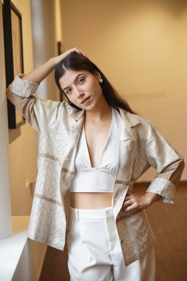 Banded Patchwork Blazer