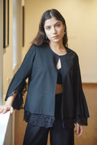 Lace Trimmed Open Jacket