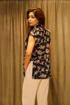 Embroidered Sleeveless High Slit Best Jacket