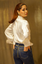 White Shirt With Organza Flower