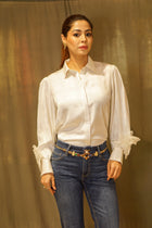 White Shirt With Organza Flower