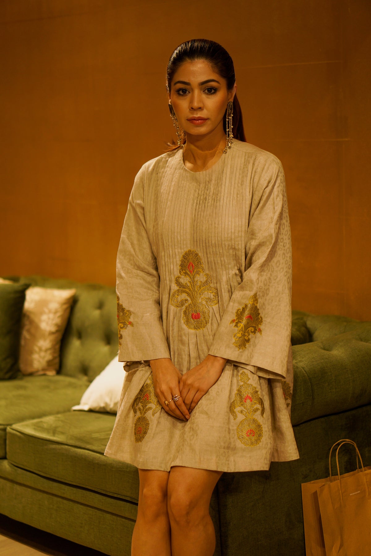 Linen Tunic With Appliqué Work